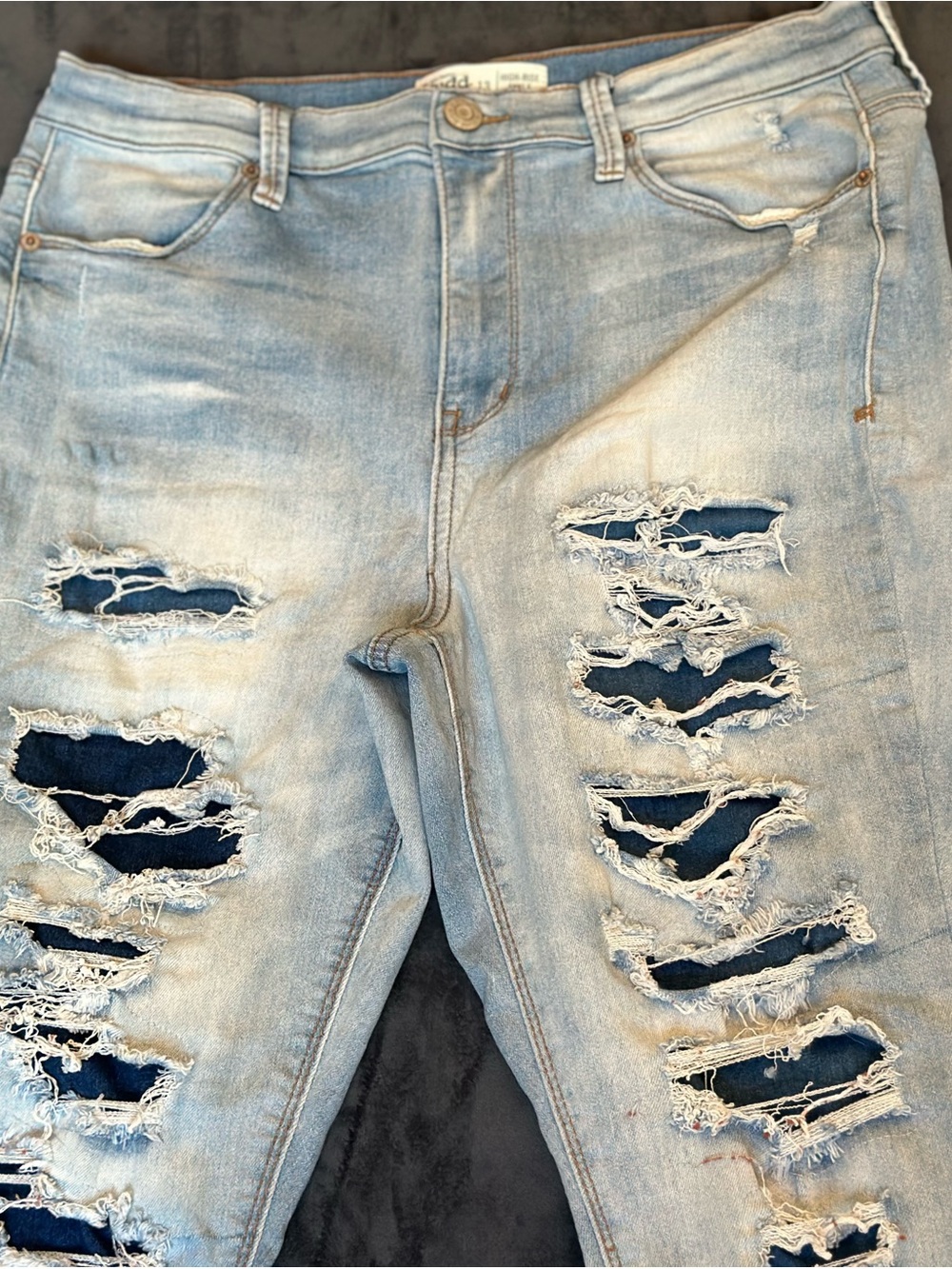 Mudd Light Blue Distressed Women's Jeggings with Dark Underlay